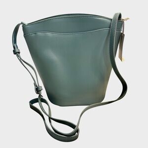 NWT a new day Crossbody Bag Sage Green Bucket Bag Adjustable Strap Top Zip Close